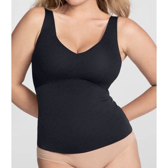 HoneyLove Liftwear Tank Medium Black Camisole Shapewear Smoothing Molded Cups - Picture 1 of 7